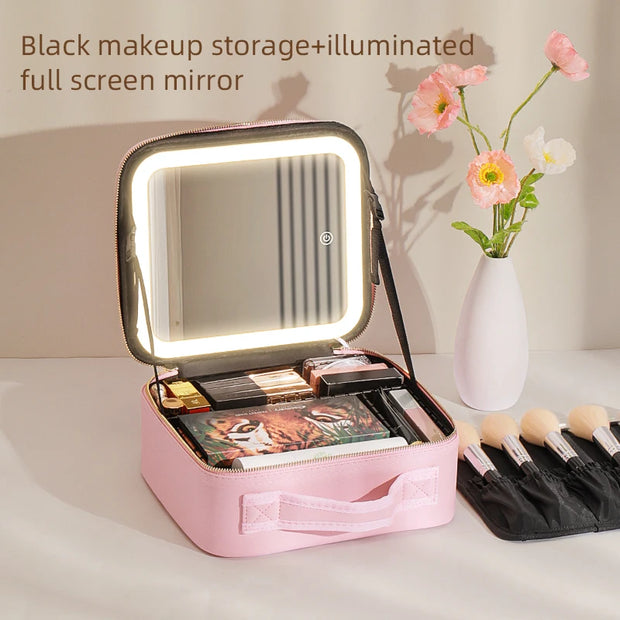 Makeup Travel Case with LED Mirror