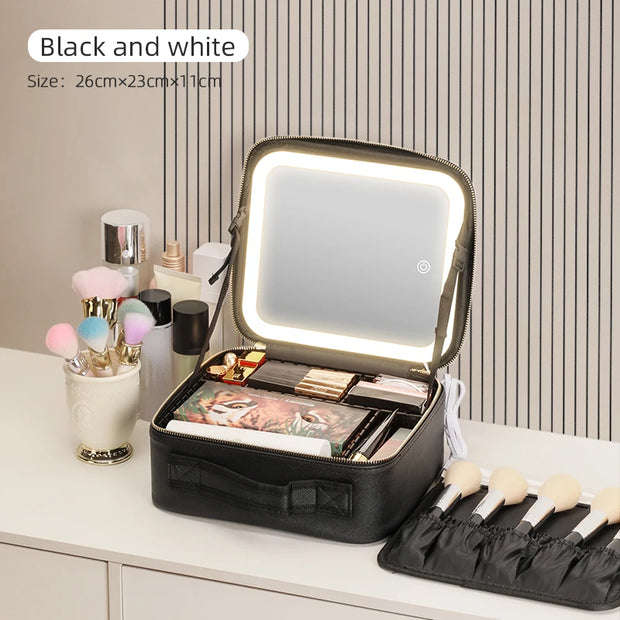 Makeup Travel Case with LED Mirror