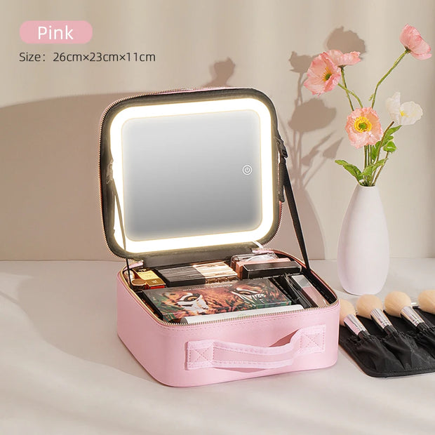 Makeup Travel Case with LED Mirror